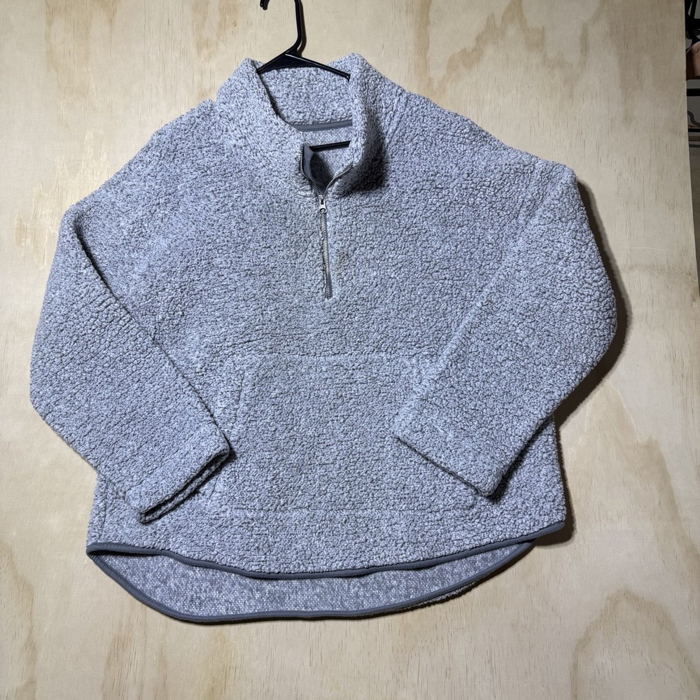 Old Navy Women’s XL Gray Sherpa Fleece Quarter Zip Pullover Teddy Sweater